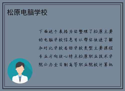 松原电脑学校